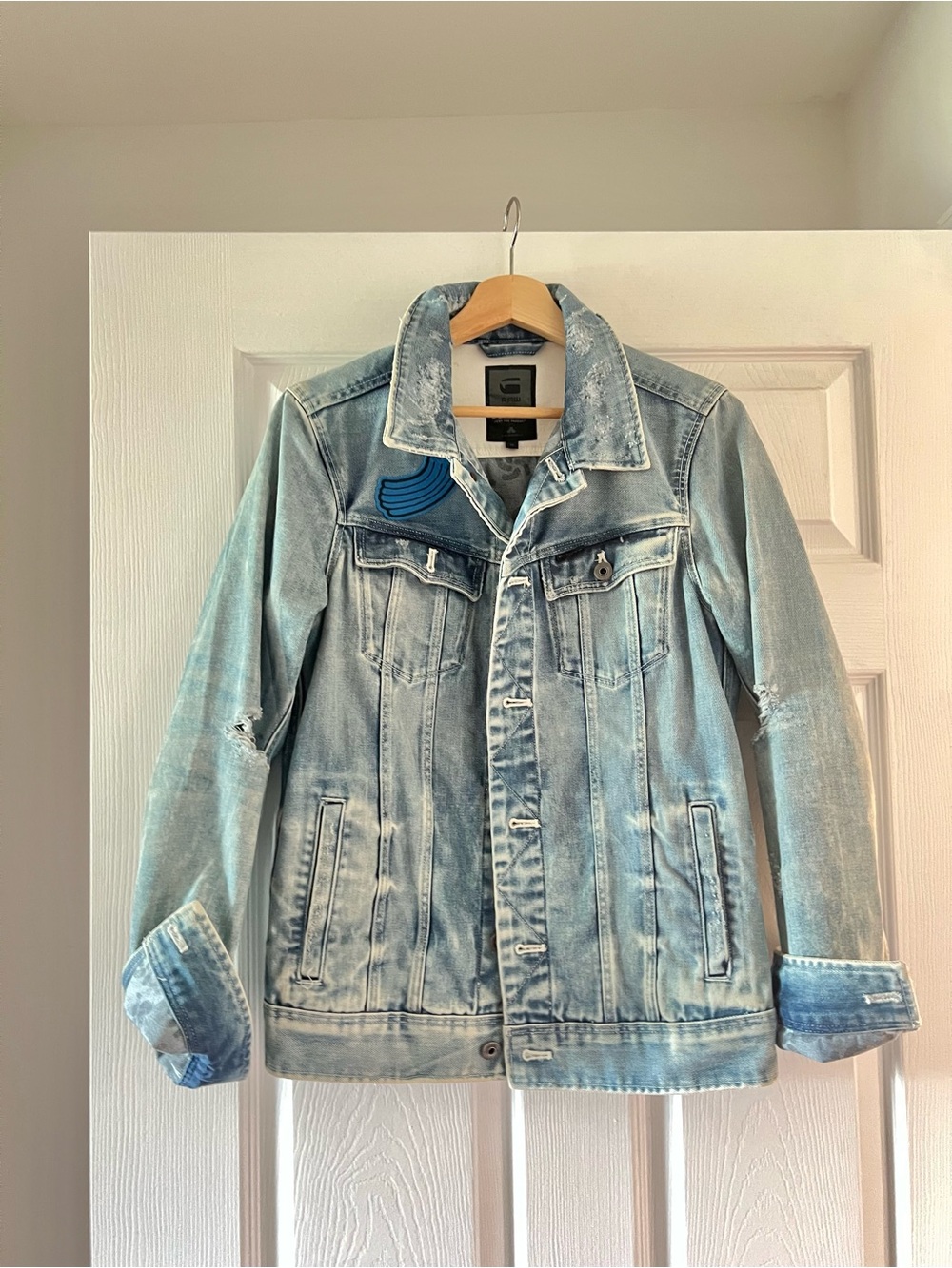 G-Star Raw Distressed Light Blue Denim Jacket